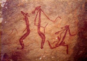 Dancing Bradshaw figures Australia Aborigene Cave Art